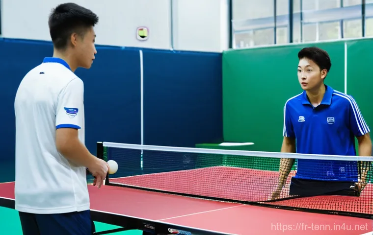 탁구 펜홀더와 쉐이크핸드 라켓 비교 - **Prompt 2: The Artistic Penhold Grip and RPB**
    "A vibrant, action-packed close-up of a young ma...